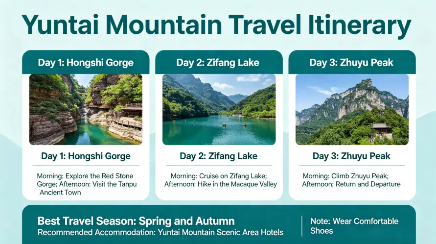 Suggested Itineraries for Yuntai Mountain